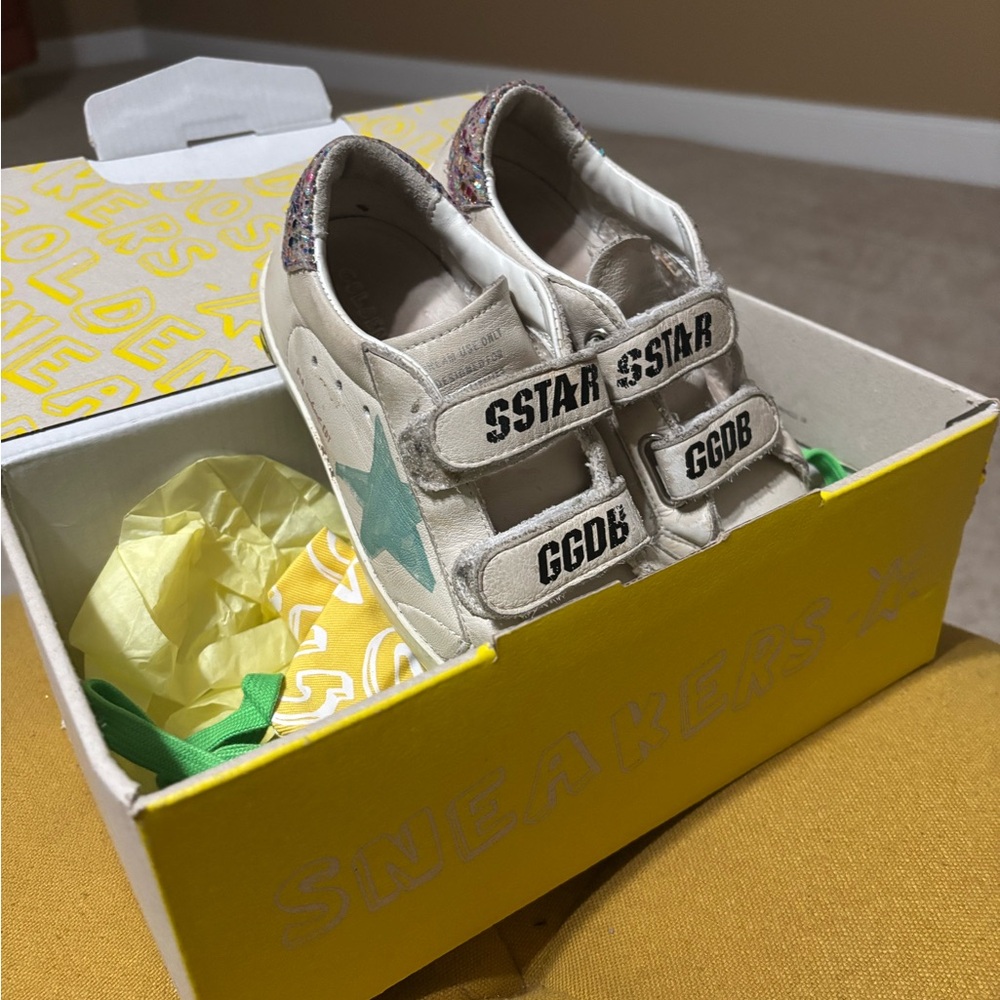 Golden Goose Kids Star Sneakers - White and Green